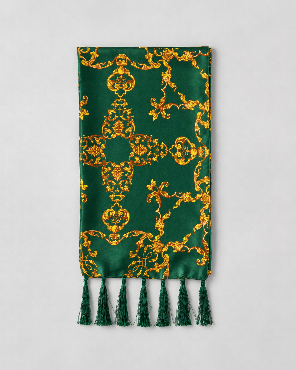 Emerald with Gold Pattern Silk Scarf by Monzoro – view 8