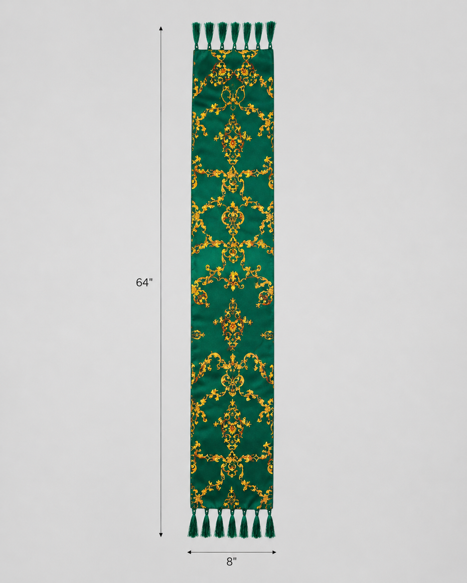 Emerald with Gold Pattern Silk Scarf by Monzoro – view 9