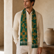 Emerald with Gold Pattern Silk Scarf by Monzoro – view 12