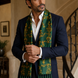 Emerald with Gold Pattern Silk Scarf by Monzoro – view 13