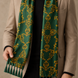 Emerald with Gold Pattern Silk Scarf by Monzoro – view 18