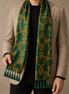 Emerald with Gold Pattern Silk Scarf by Monzoro – view 18