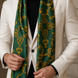 Emerald with Gold Pattern Silk Scarf by Monzoro – view 20
