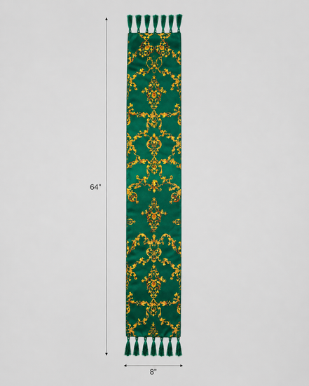 Emerald with Gold Pattern Silk Scarf by Monzoro – view 5