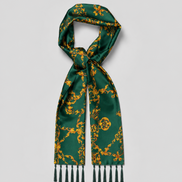 Emerald with Gold Pattern Silk Scarf by Monzoro