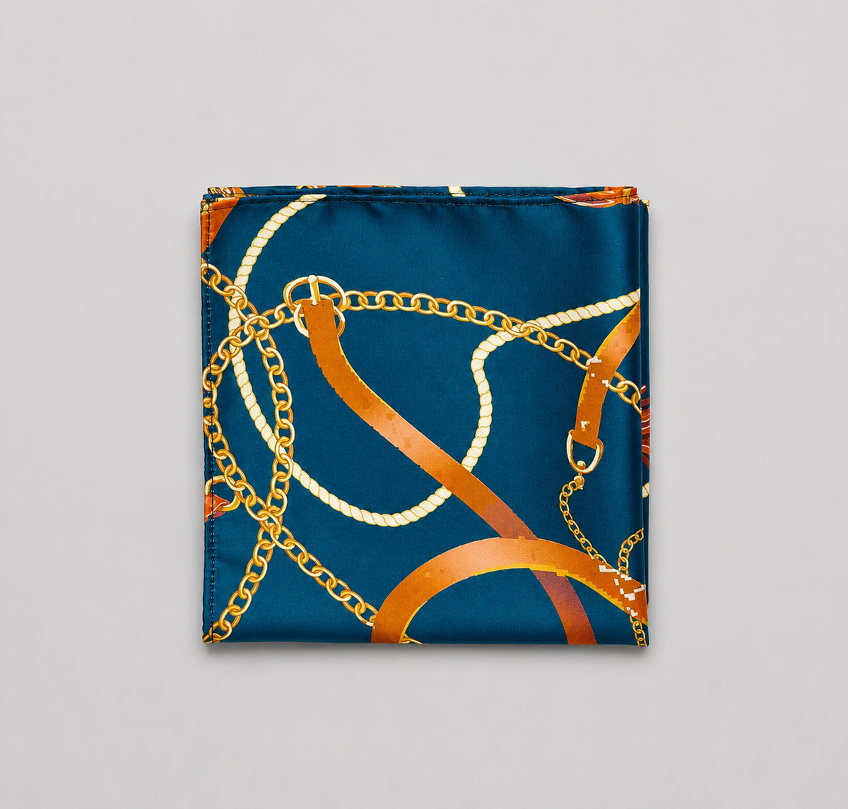 Equestrian Silk Pocket Square with Gold Details by Monzoro – view 13