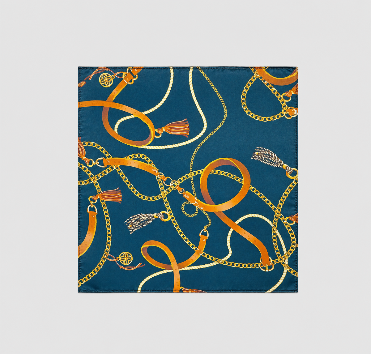 Equestrian Silk Pocket Square with Gold Details by Monzoro – view 14