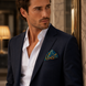 Equestrian Silk Pocket Square with Gold Details by Monzoro – view 23