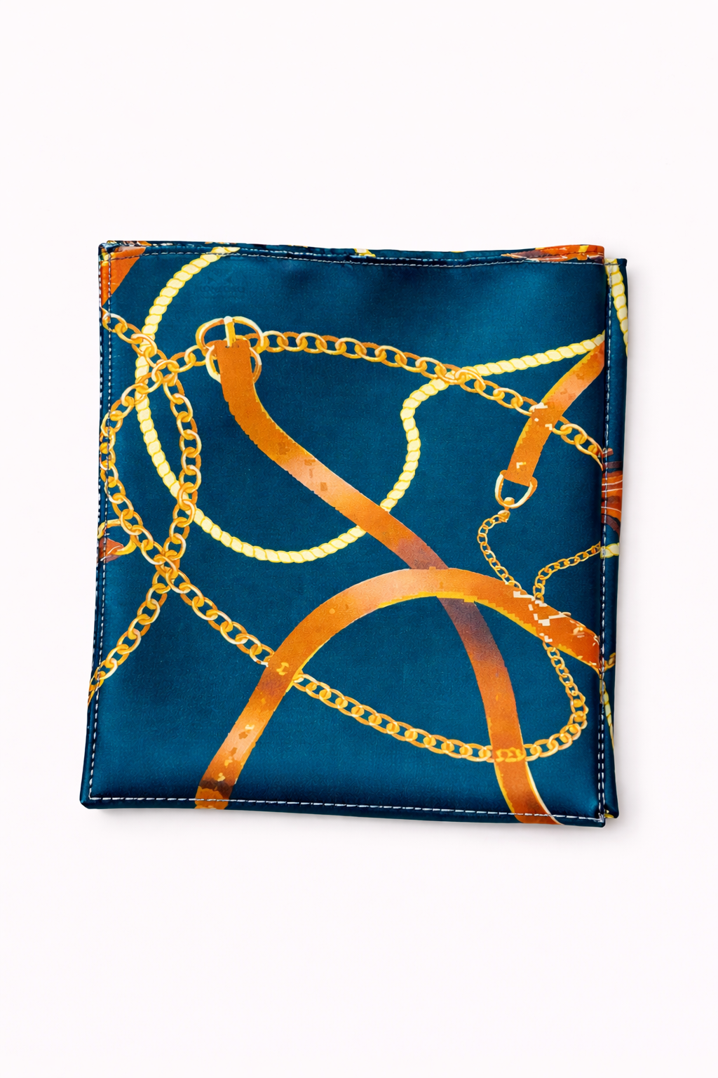 Equestrian Silk Pocket Square with Gold Details by Monzoro – view 2