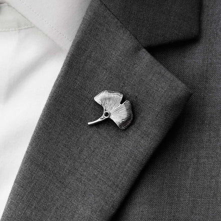 Ginkgo Flower Silver Lapel Pin by Monzoro – view 6