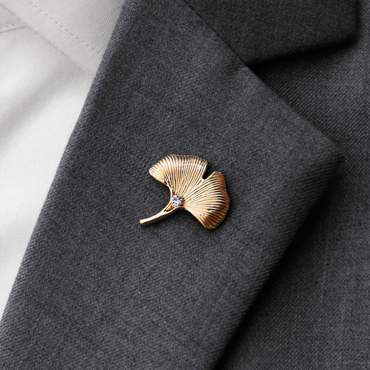 Ginkgo Flower Golden Lapel Pin by Monzoro – view 6