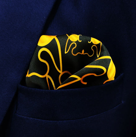 Golden Mirage Pattern Silk Pocket Square by Monzoro – view 5