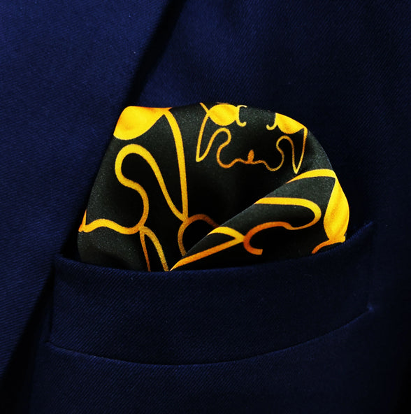 Golden Mirage Pattern Silk Pocket Square by Monzoro – view 5