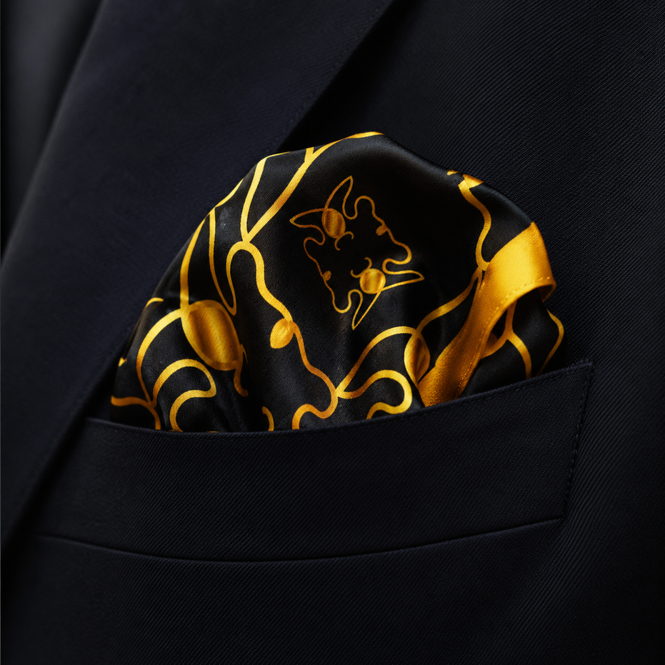 Golden Mirage Pattern Silk Pocket Square by Monzoro – view 10