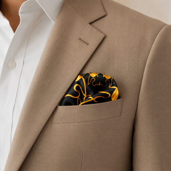 Golden Mirage Pattern Silk Pocket Square by Monzoro – view 11