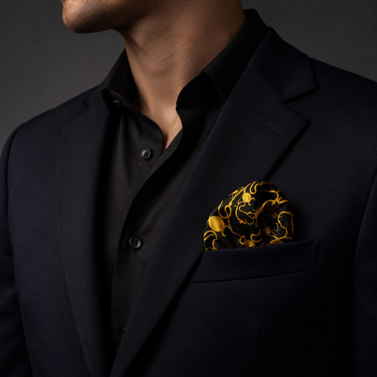 Golden Mirage Pattern Silk Pocket Square by Monzoro – view 12