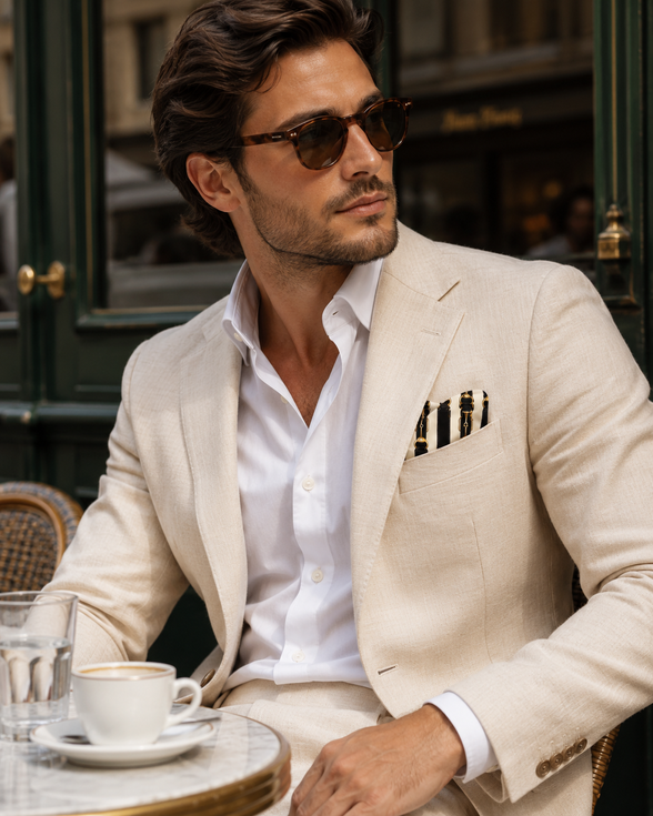 Graphite Axis Silk Pocket Square by Monzoro – view 16