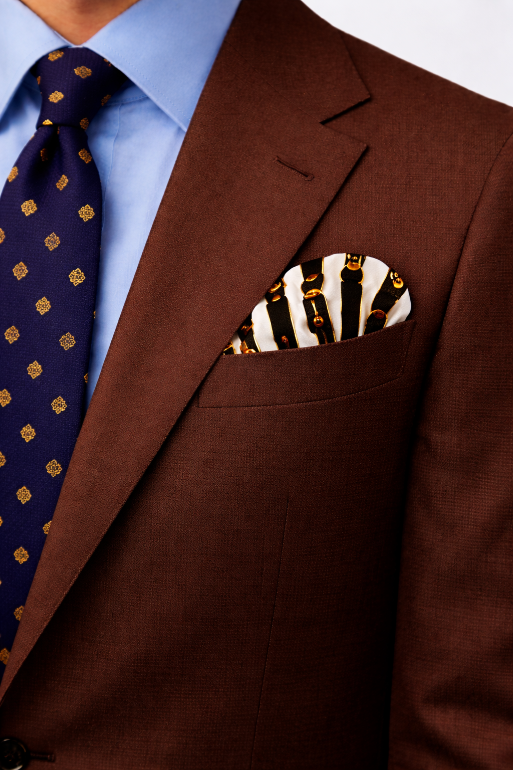 Graphite Axis Silk Pocket Square by Monzoro – view 3