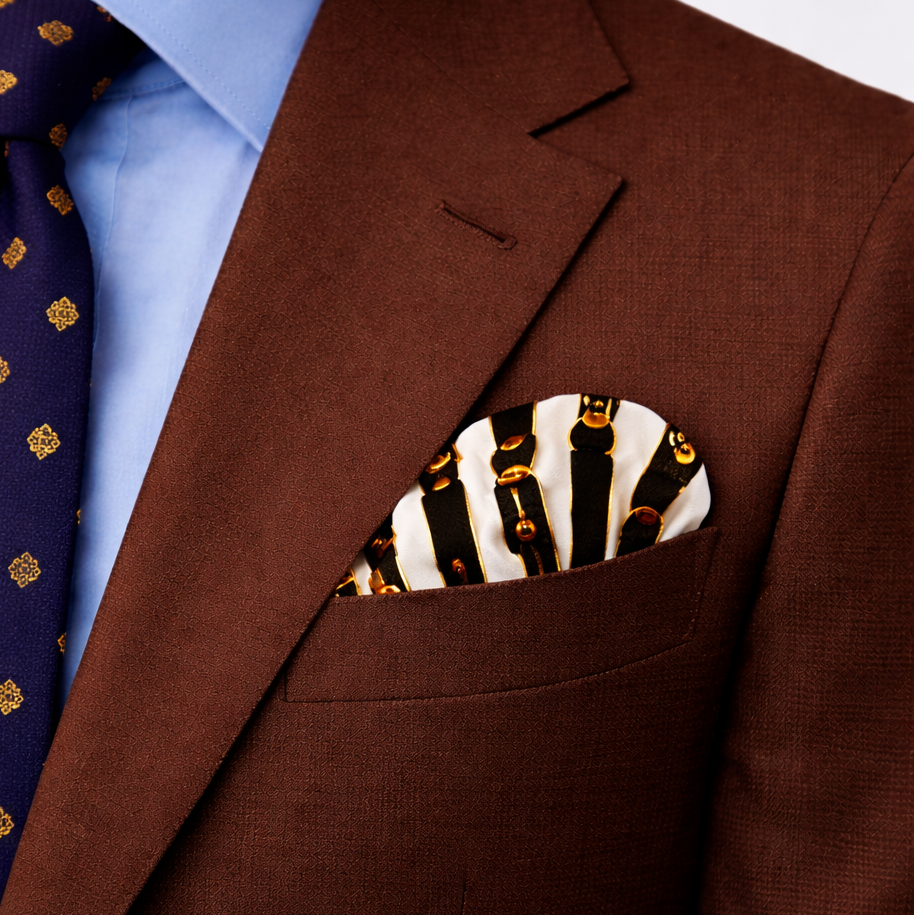 Graphite Axis Silk Pocket Square by Monzoro – view 3