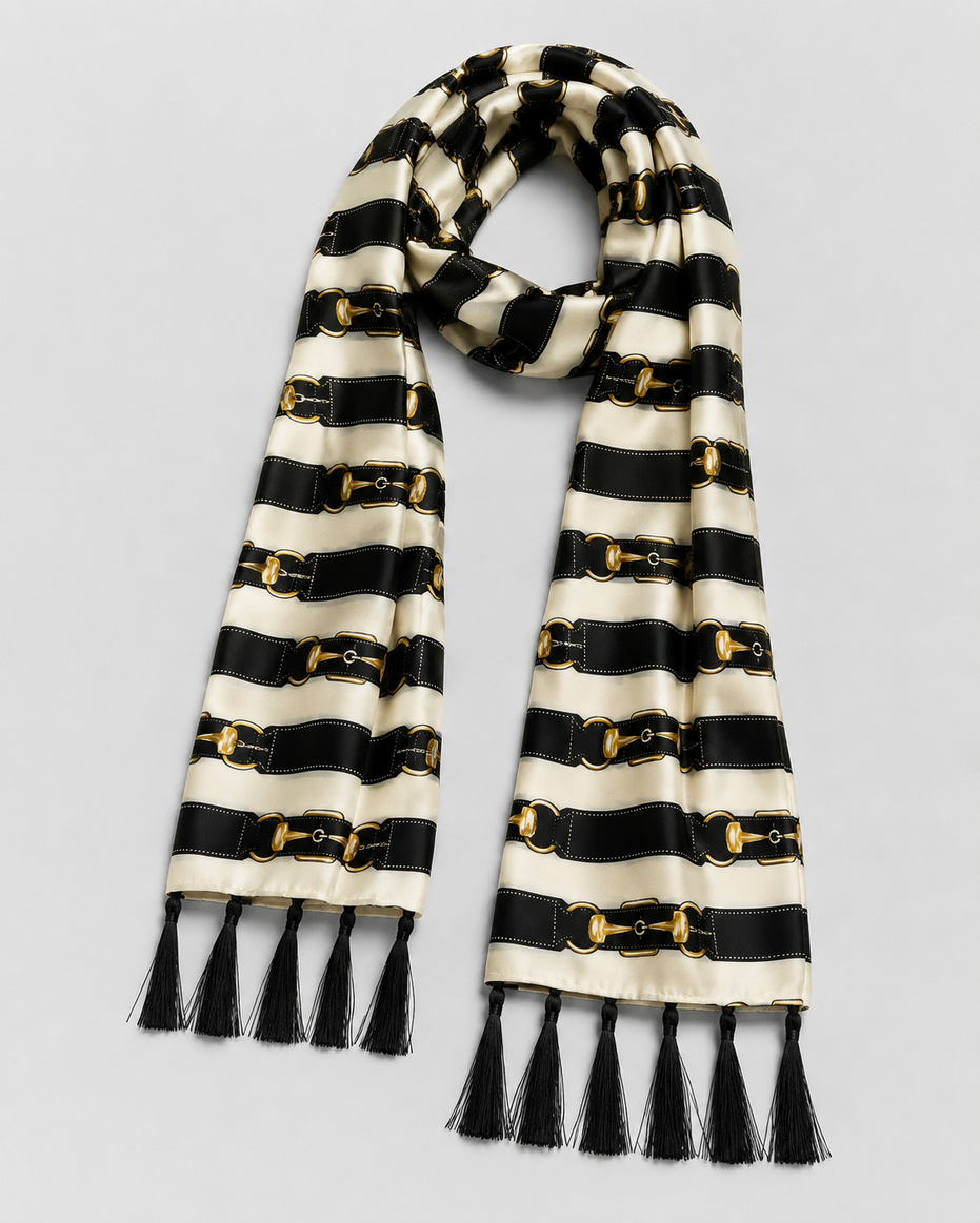 Graphite Axis Silk Scarf by Monzoro – view 11