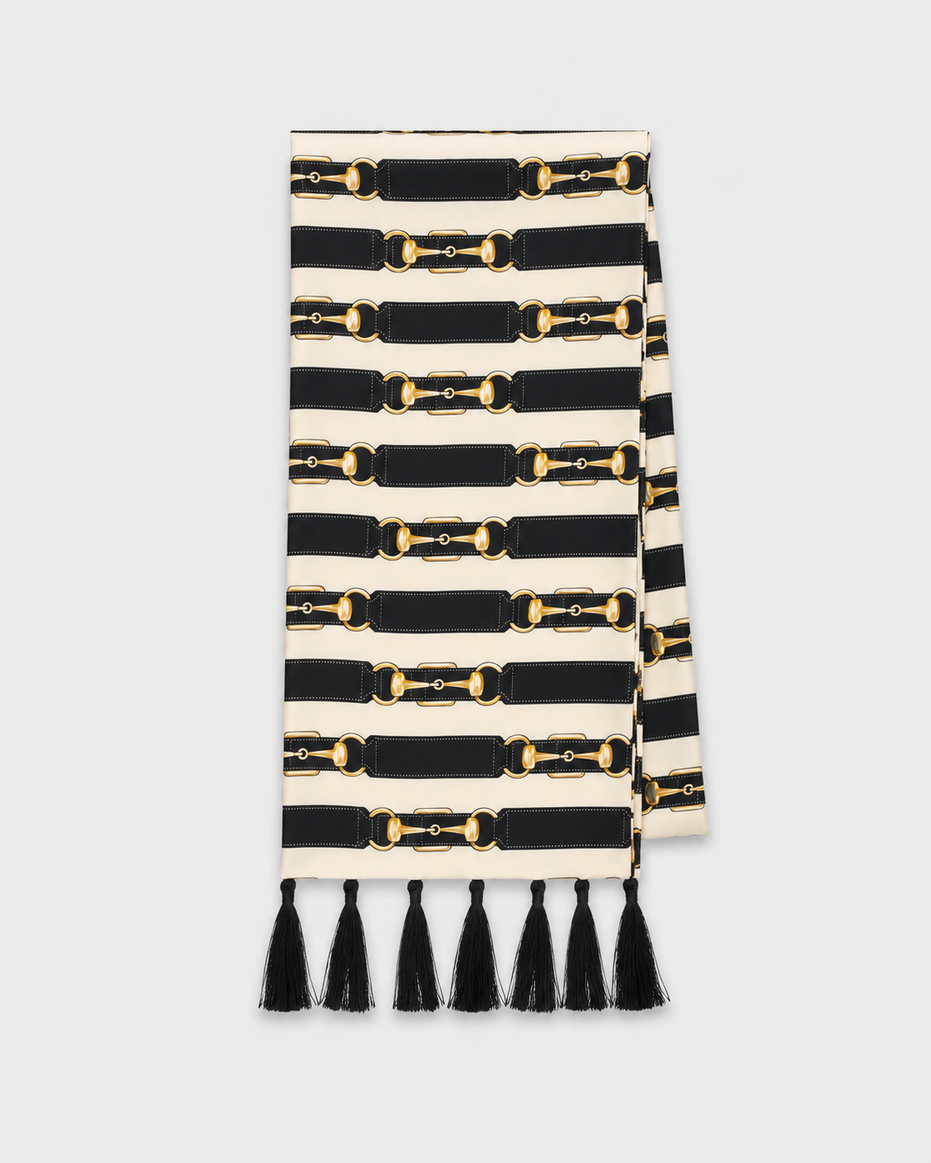 Graphite Axis Silk Scarf by Monzoro – view 12