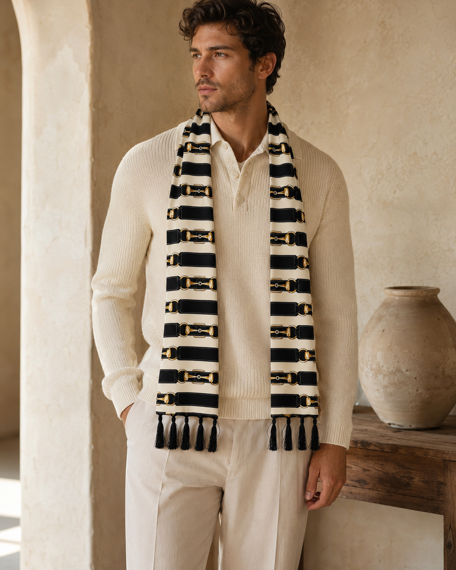 Graphite Axis Silk Scarf by Monzoro – view 14