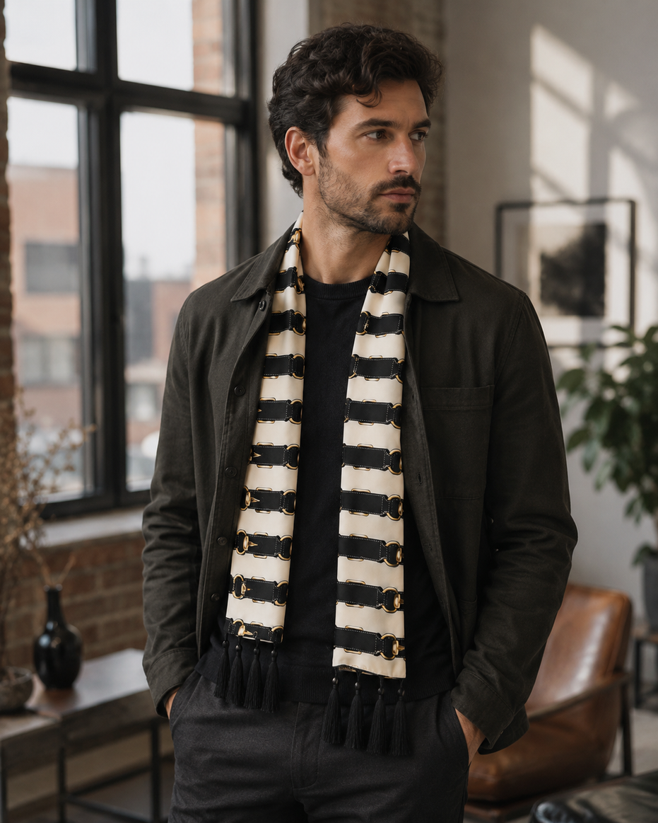 Graphite Axis Silk Scarf by Monzoro – view 27