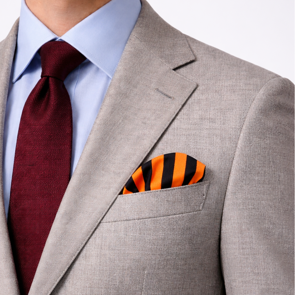 Imperial Stripes Silk Pocket Square by Monzoro – view 5
