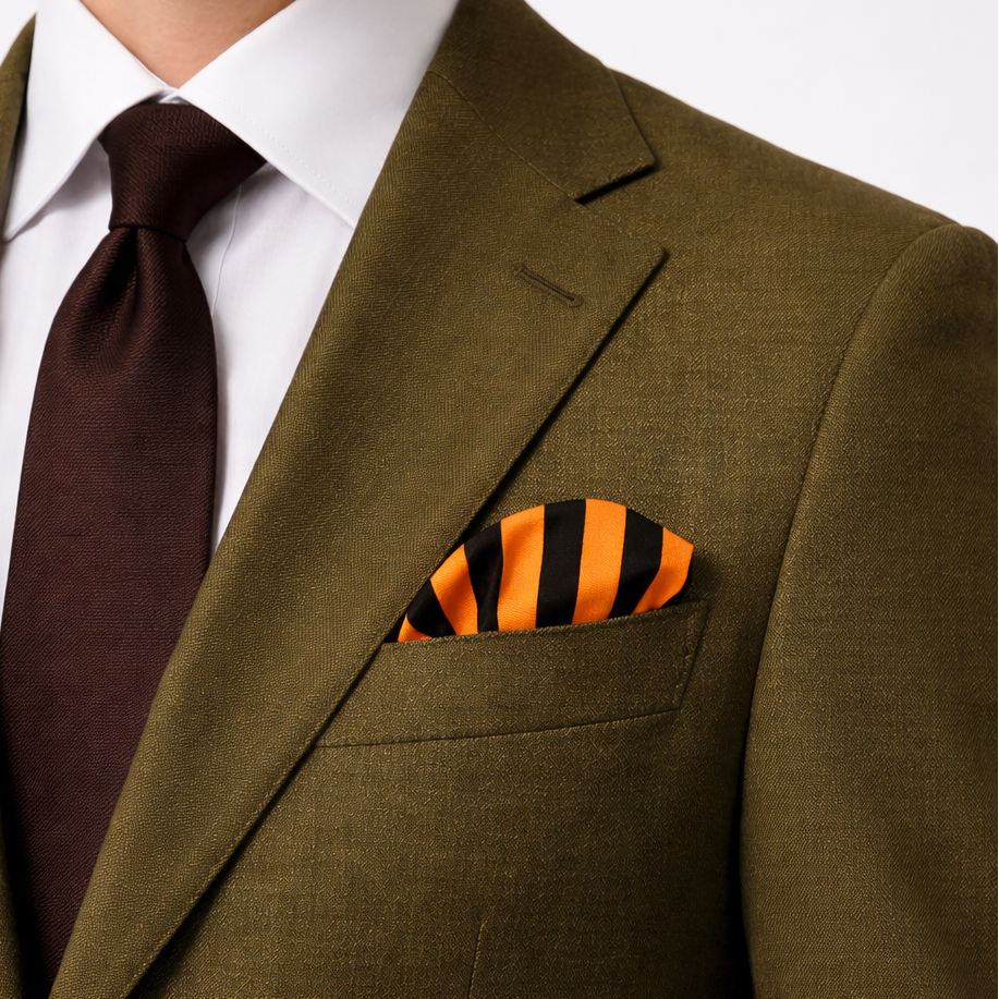 Imperial Stripes Silk Pocket Square by Monzoro – view 6