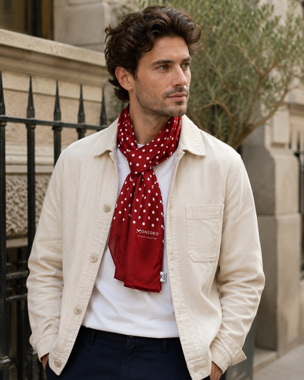 Maroon Dot Polka - Silk Men Scarf by Monzoro – view 15