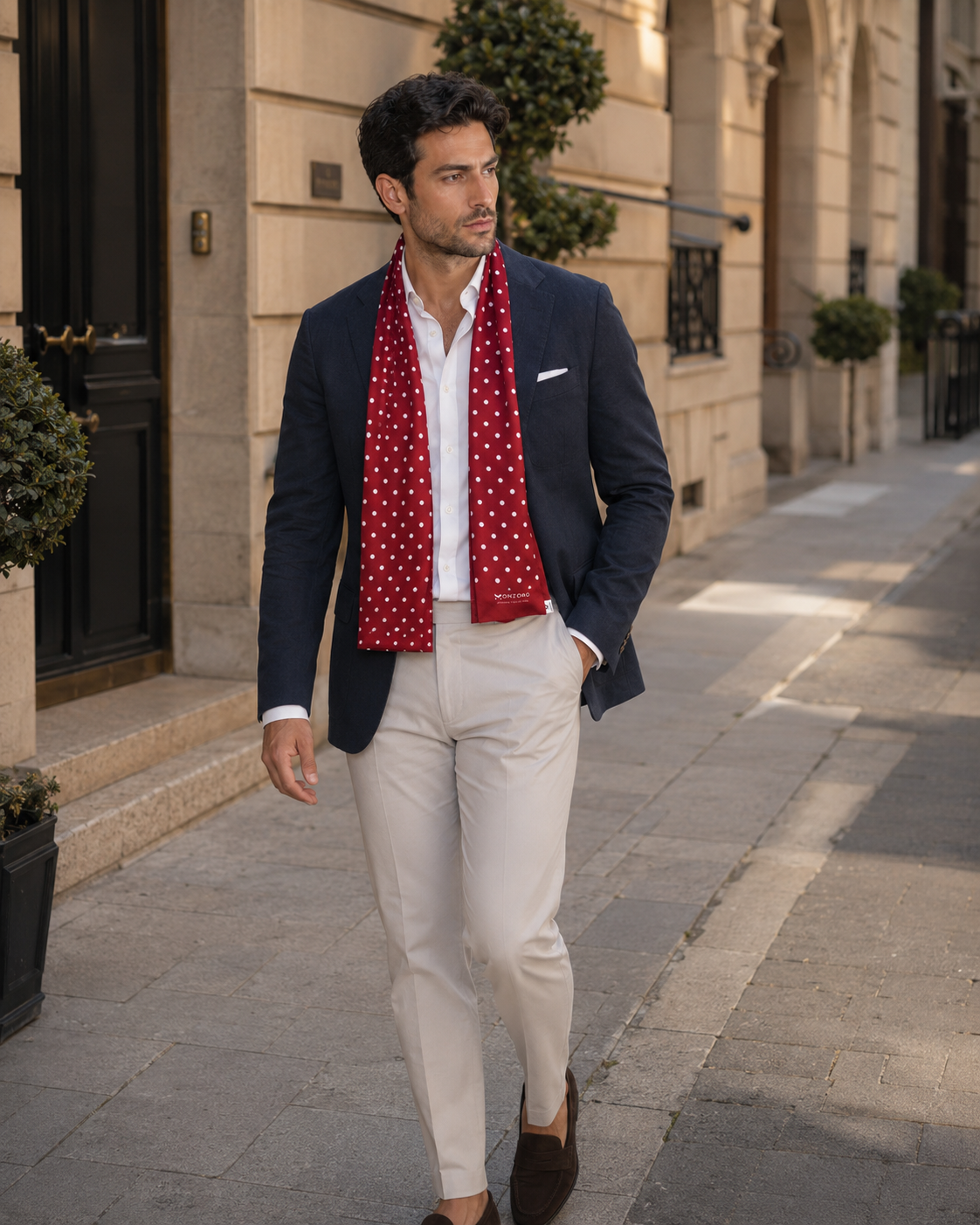 Maroon Dot Polka - Silk Men Scarf by Monzoro – view 19