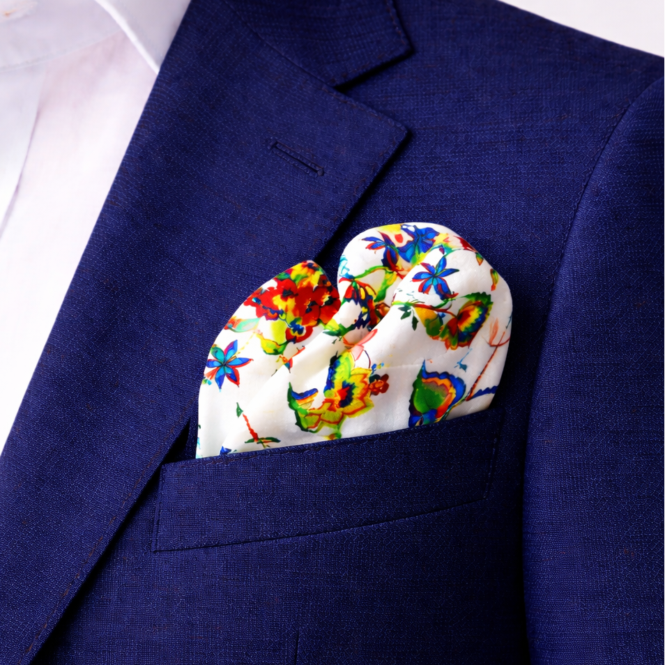 Meadow Carnival Silk Pocket Square by Monzoro – view 7