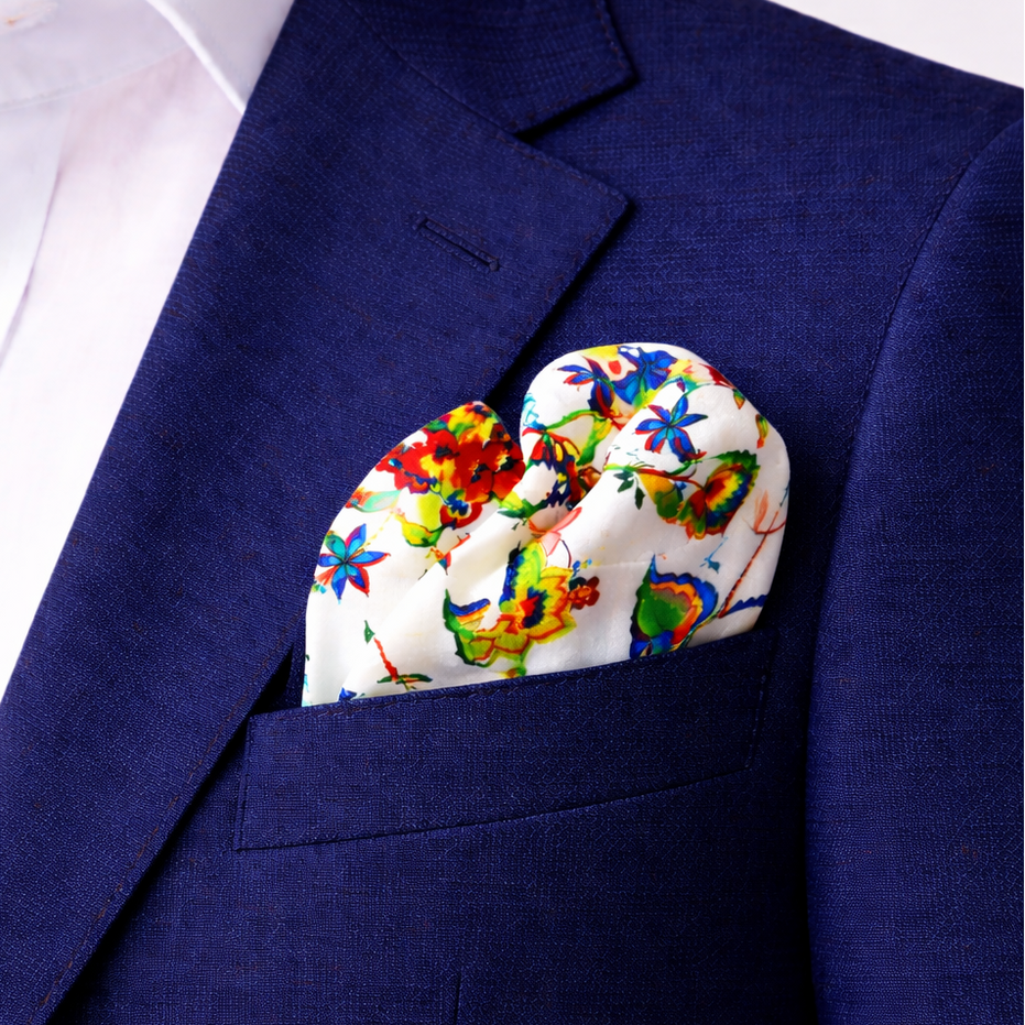 Meadow Carnival Silk Pocket Square by Monzoro – view 7