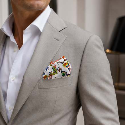 Meadow Carnival Silk Pocket Square by Monzoro – view 14