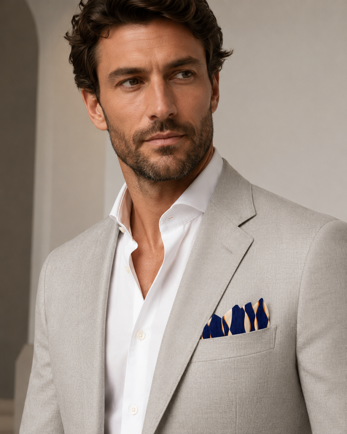 Midnight Current Silk Pocket Square by Monzoro – view 12