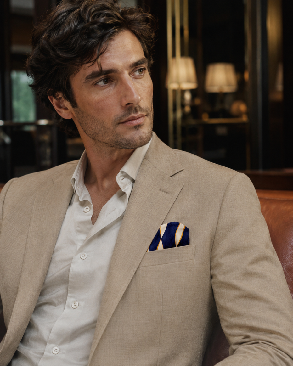 Midnight Current Silk Pocket Square by Monzoro – view 14