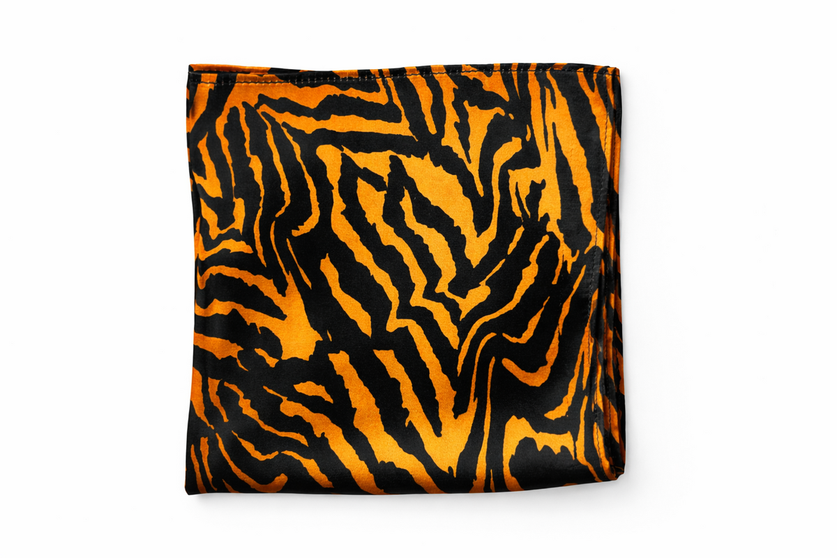 Midnight Roar Silk Pocket Square by Monzoro – view 5