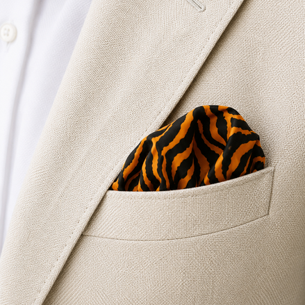 Midnight Roar Silk Pocket Square by Monzoro – view 12