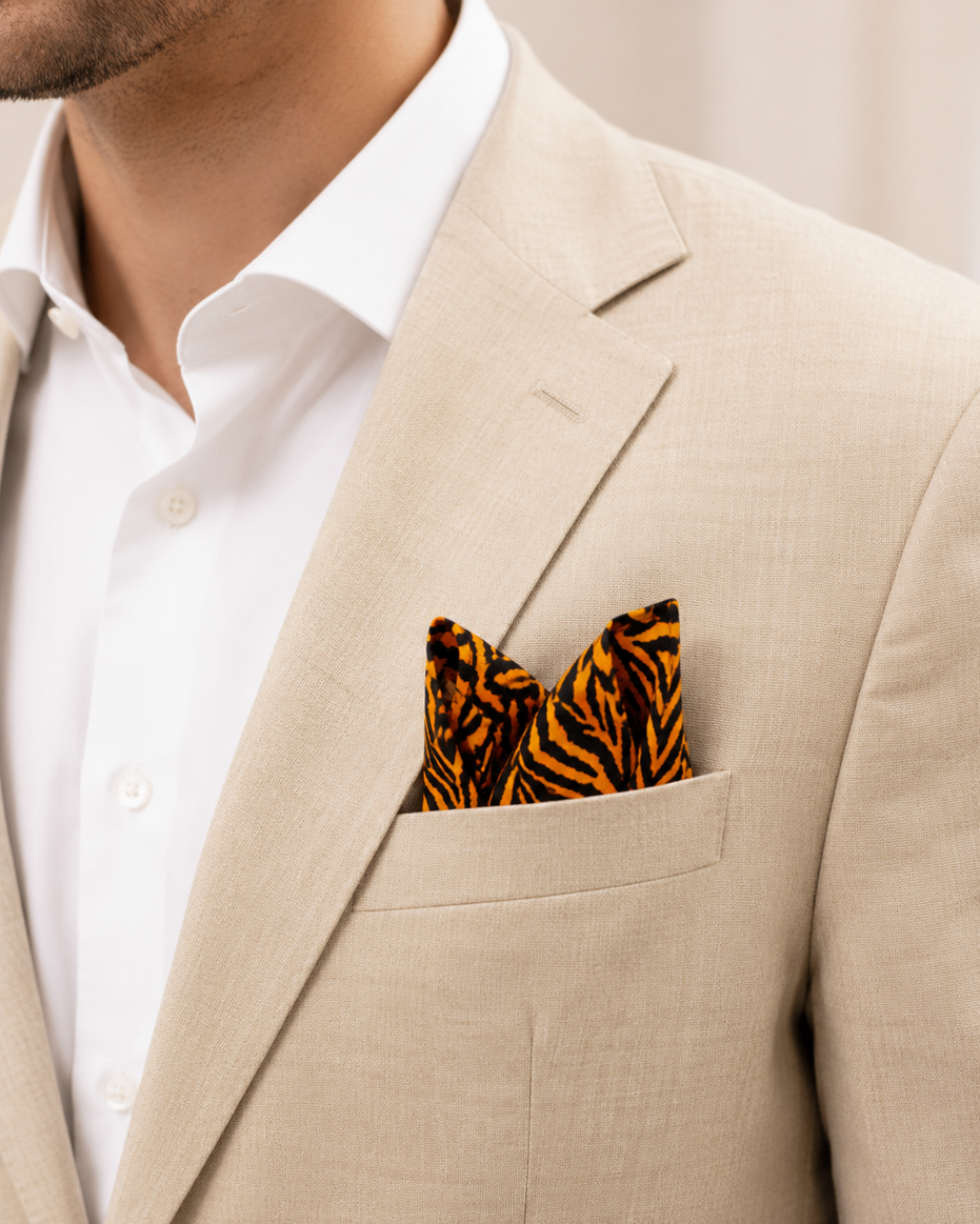 Midnight Roar Silk Pocket Square by Monzoro – view 14