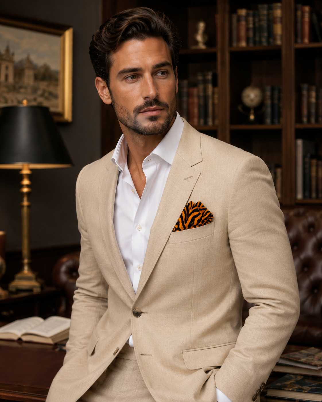 Midnight Roar Silk Pocket Square by Monzoro – view 16