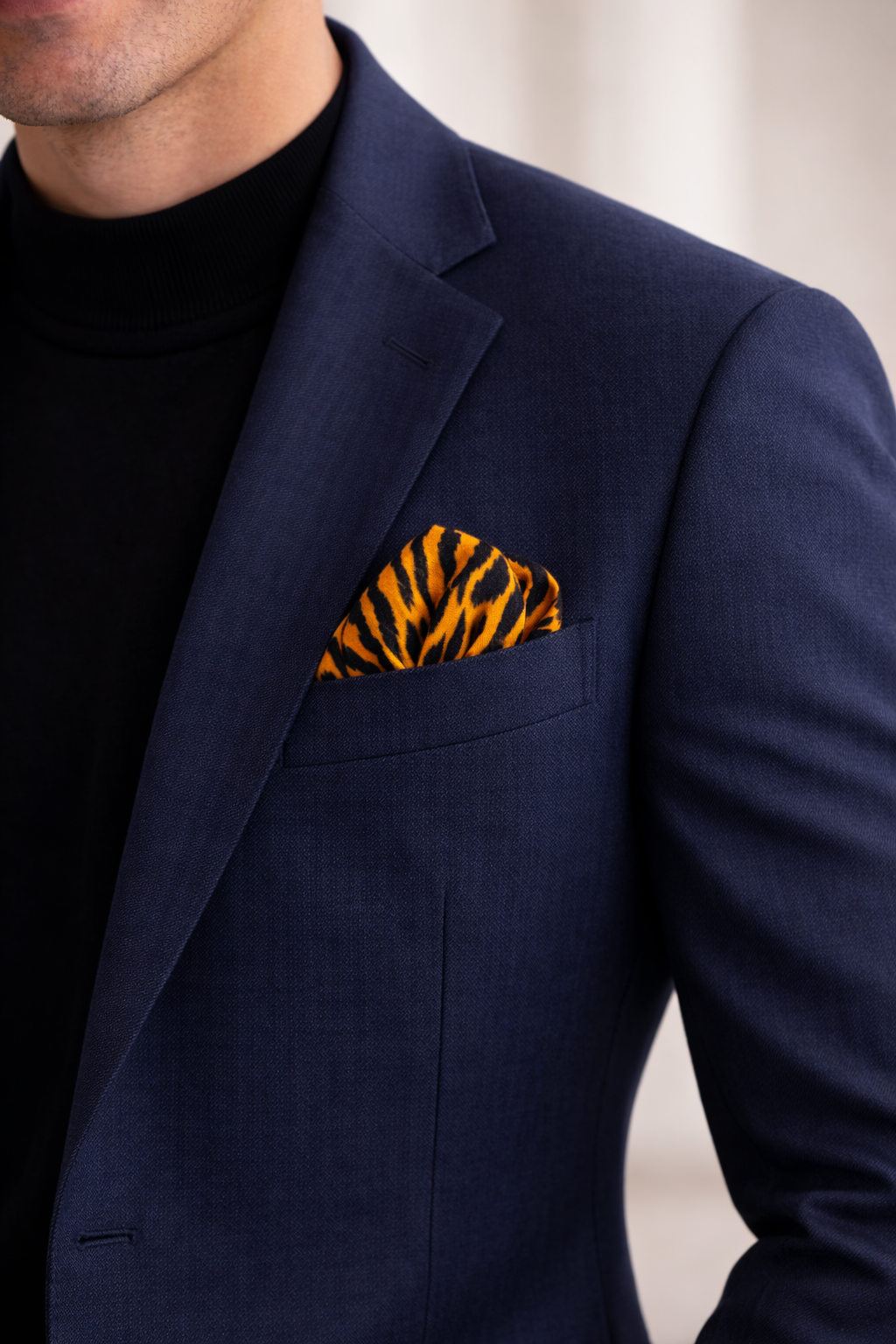 Midnight Roar Silk Pocket Square by Monzoro – view 3