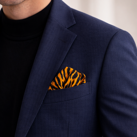 Midnight Roar Silk Pocket Square by Monzoro – view 3