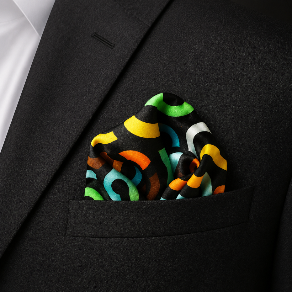 Multi Doodle Art - Silk Pocket Square by Monzoro – view 10