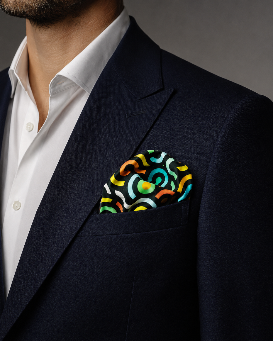 Multi Doodle Art - Silk Pocket Square by Monzoro – view 12