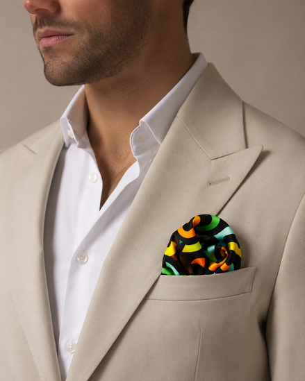 Multi Doodle Art - Silk Pocket Square by Monzoro – view 13