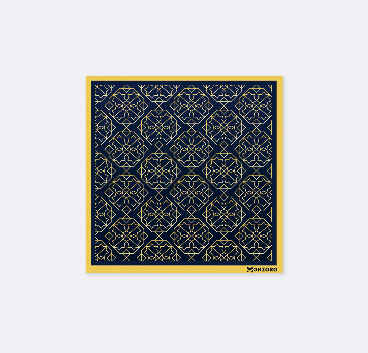 Navy and Gold Rugs Silk Pocket Square by Monzoro – view 4