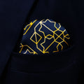 Navy and Gold Rugs Silk Pocket Square by Monzoro – view 5
