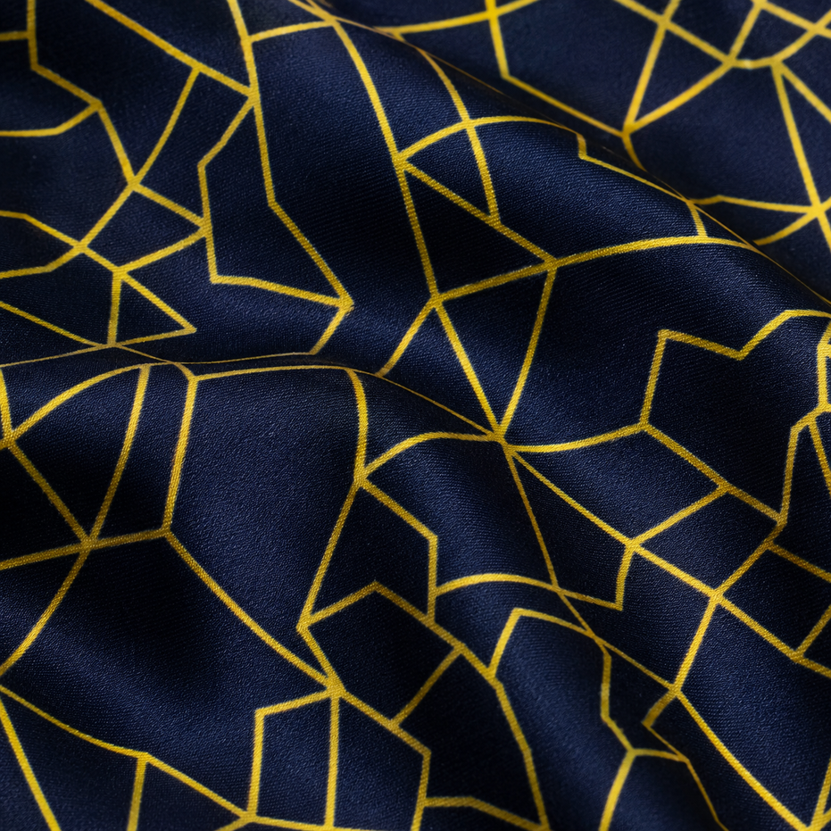 Navy and Gold Rugs Silk Pocket Square by Monzoro – view 8