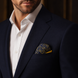 Navy and Gold Rugs Silk Pocket Square by Monzoro – view 10