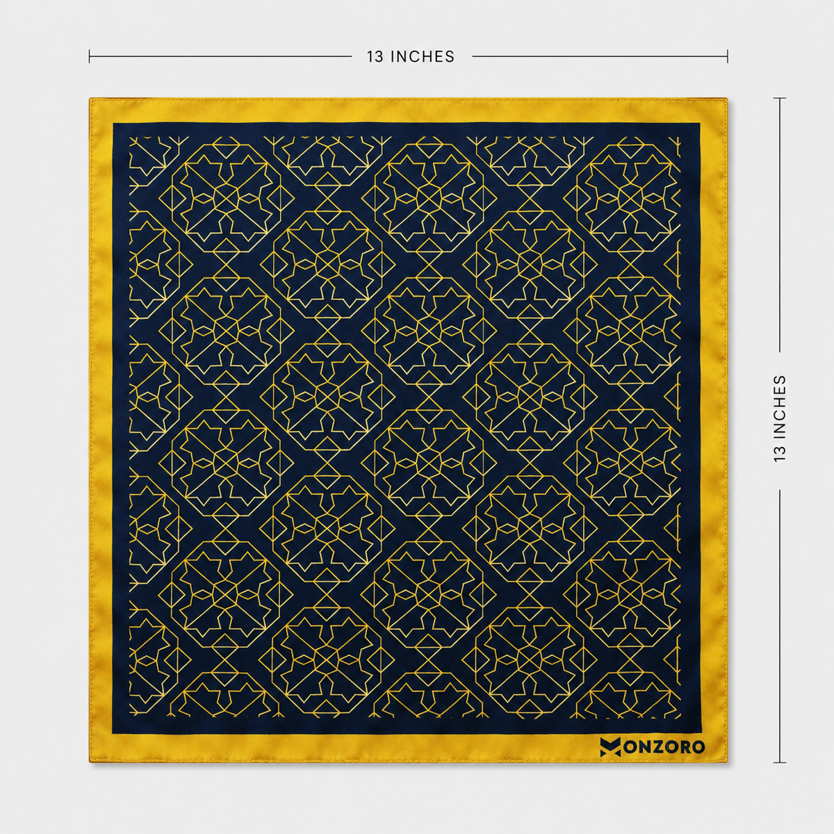 Navy and Gold Rugs Silk Pocket Square by Monzoro – view 14